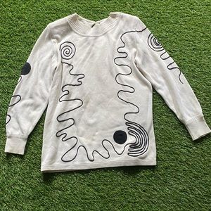 Mondi Women’s Sweater Size L (Made In Germany) White with Black Pattern